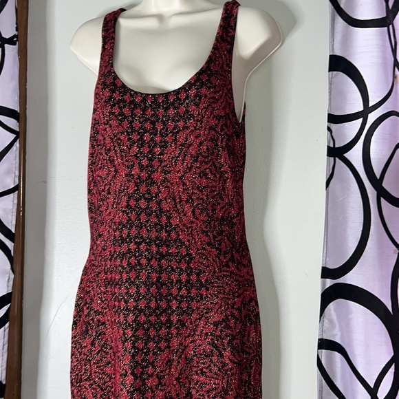 Women's ROCK & REPUBLIC Red Black Stretch Dress Large - Picture 4 of 14